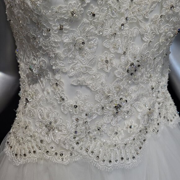 NWT~$2250~MORILEE~6/8~IVORY EMBELLISHED STRAPLESS FIT & FLARE WEDDING DRESS - Picture 10 of 16
